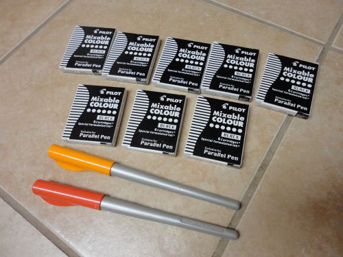 2 Pilot Parallel Pens 1.5mm &amp; 2.4mm &amp; 8 boxes of black mixable colour cartridges