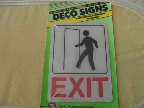 DECO Hy-Ko &#034;EXIT&#034; Sign Self Adhesive 5&#034;x 7&#034; Made in USA Product,  Lot of 2 signs