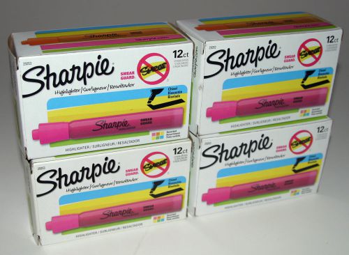 SHARPIE MARKERS HIGHLIGHTERS ASSORTED COLORS CHISEL (4) 12PKS NEW IN PACKAGE!!!
