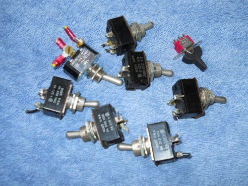 8) Asst Heavy Duty Panel Mount Toggle Switches, Several Types, Good Switches!