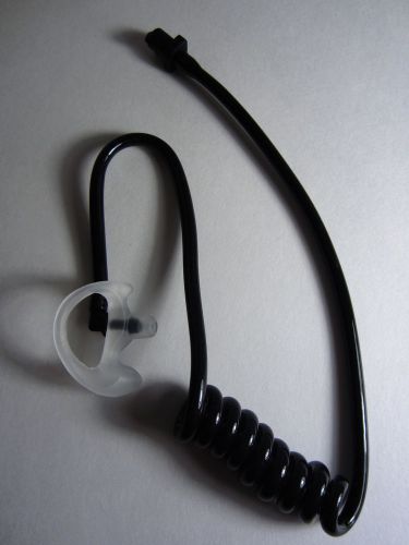Black coiled airtube &amp; clear earmold for earpiece motorola kenwood headset for sale