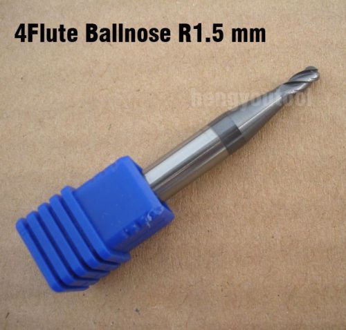 Lot 1pcs solid carbide 4flute ballnose end mills dia 3.0mm radius 1.5mm hrc50 for sale