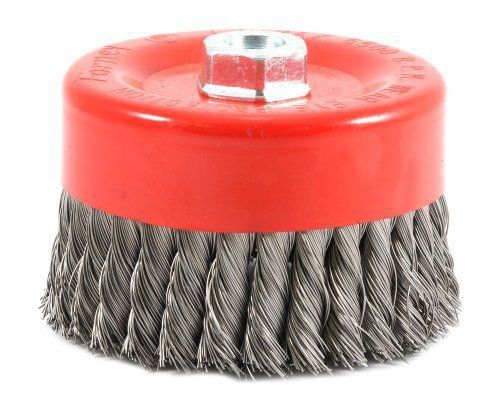Forney 72756 Wire Cup Brush  Knotted with 5/8-Inch-11 Threaded Arbor  6-Inch-by-