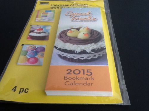 2015 BOOKMARK CALENDAR WITH MAGNETIC CLIPS. (4 PC SET) SWEET TREATS
