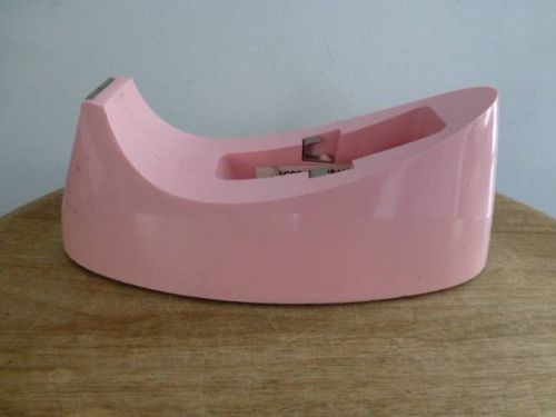 Vtg scotch brand Pink tape dispenser weighted Mod 60s mid century office