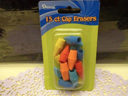 PENWAY 15 CT CAP ERASERS BRAND NEW STILL IN PACKAGE DIFFERENT COLORS