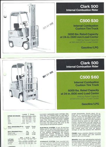 Fork Lift Truck Brochure - Clark - C500 S30 S60 - 2 item - c1975 (LT133)
