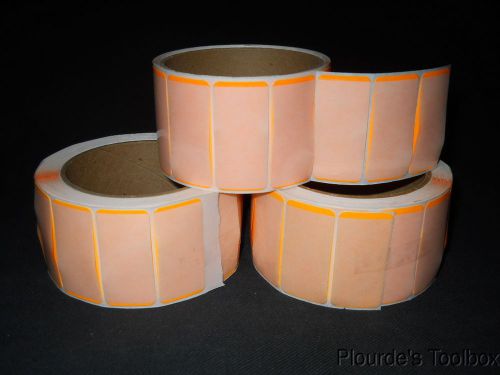 (400) unused unbranded 2&#034; x 1&#034; self-laminating adhesive orange labels for sale