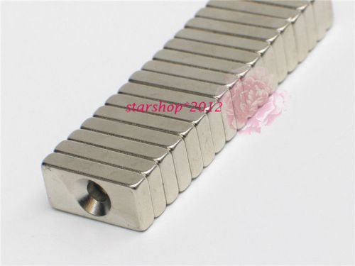 10pcs Strong Block Cuboid Rare Earth Permanent 20x10x4mm Hole4mm Nd-Fe-B Magnets