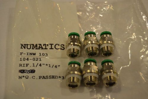6 numatics ptc push to connect male straight fitting inw103 104 021 1/4 x 1/4npt for sale