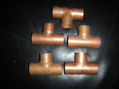 Lot of 5 new epc, nibco  wrot copper tee 1-1/4 x 1-1/4 x1-1/4 for sale