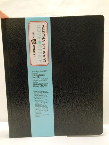 Martha stewart home office premium shagreen textured journal 8x10 new black for sale