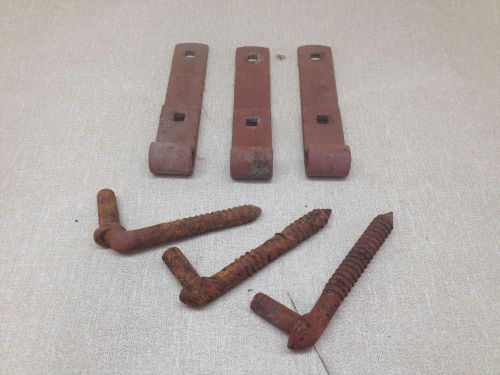 3 rustic farm gate hinges heavy steel - shed barn door shabby primitive straps for sale