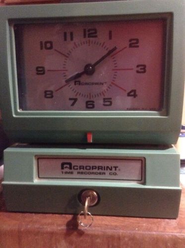 Acroprint model 125 time clock (125ar3 day, hr, min), with key, time recorder for sale