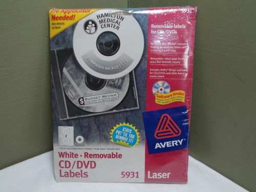 Avery 5931 Removable CD/DVD 50 Disk 100 Spine Labels With Software Laser