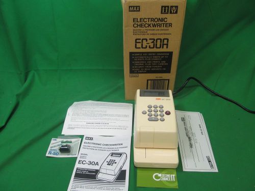 Max Electronic Checkwriter EC-30A Bundle w/ ORIGINAL BOX - MANUAL - INKROLL R-50