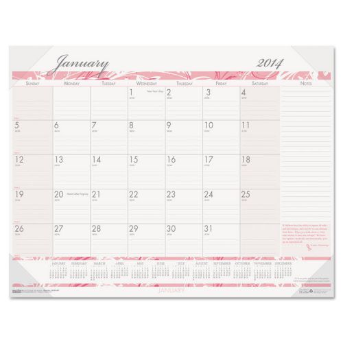 Breast Cancer Awareness Monthly Desk Pad Calendar, 22 x 17, 2015