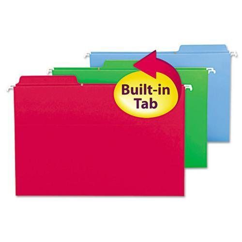 Smead SMD64153 Fastab Hanging Folders, Legal, Assorted, 20/Box