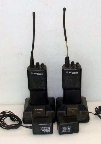 2x motorola p110 hand held radio w/chargers as is for sale
