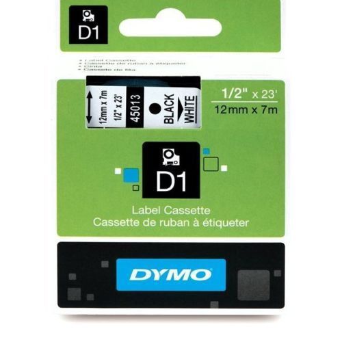 Genuine Dymo 45013 Blk/Wht 1/2&#034; Tape Replaces 43113 / 45113 D1 Authorized Dealer