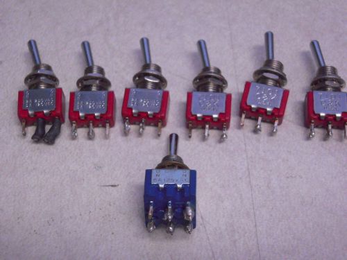 Lot of 7 miniature used &#034;on-off&#034; or &#034;on-on&#034;  switches,C&amp;K,MICRO,used checked