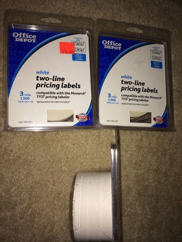 Office Depot White Two-line Pricing Label 9 Rolls 1,500 pc Per Roll NEW 525-255