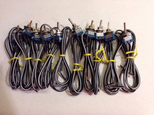 Ten Lot Toggle Switches SPST Mini NEW LOT 10 Leads Soldered Insulated