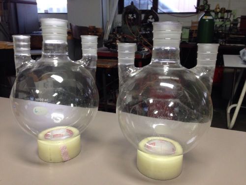 Pyrex 5000ml round bottom boiling flask 3 neck 55/50 34/45 lot of (2) for sale