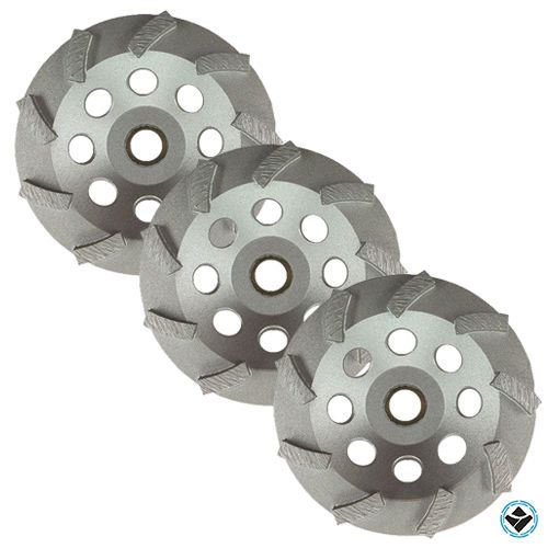 (3 PACK) 5&#034; Turbo Concrete Grinding Cup Wheel 9 Segs Non-Threaded