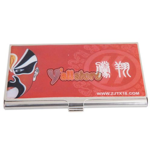 Beijing Opera Pattern Stainless Steel Business Credit ID Card Holder Case Box
