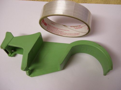 Scotch TAPE DISPENSER GREEN Hand Model H10 FILAMENT Roll one inch SEE PHOTOS!