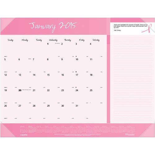 Brownline 22 X 17 Inches 2015 Monthly Desk Pad  Pink Ribbon (C1832PNK-15)