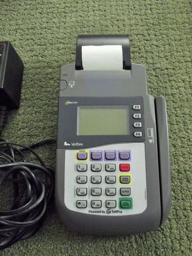 Verifone omni 3200 soft pay credit card machine terminal &amp; paper ~ works fine! for sale