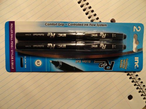 Inc R-2 pen, 2 pack of Black ink 0.7mm RollerBall Pens