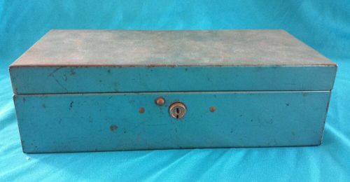 Vintage Merriam no. 30 bondsman green metal storage box w/key