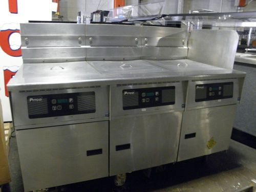 Pitco sg18 nat gas 3 well 420,000 btu 195lb chicken fryer w filtration system for sale