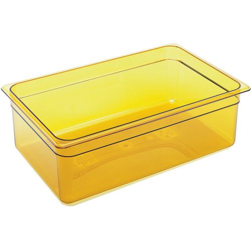 Cambro 1/1 gn high heat food pan, 6&#034; deep, 6pk amber 16hp-150 for sale