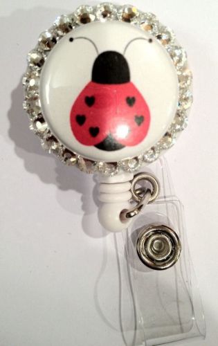 Lady Bug ID Badge/holder Retractable Reel W/Swarovski Crystals