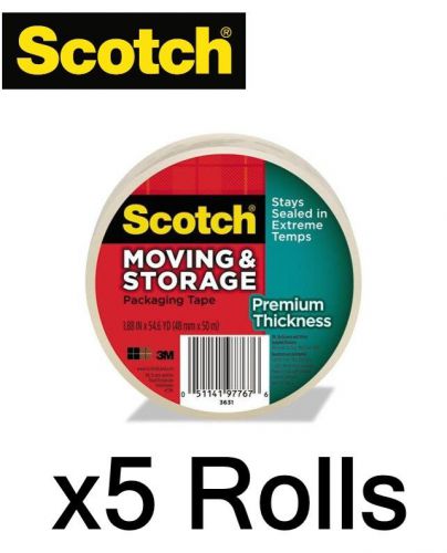 x5 Scotch PREMIUM THICKNESS A+ Quality Shipping / Packaging Tape Rolls #3631