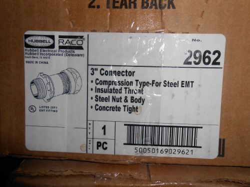 HUBBELL/RACO 2962 3&#034; EMT COMPRESSION CONNECTOR STEEL
