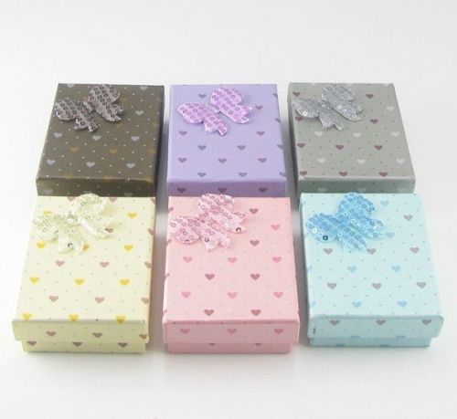 NEW 12PCS  Mix Wholesale Fashion Candy Colour  Paperboard Jewelry Gift Boxes