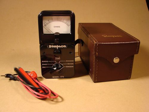 Simpson Model 372 Analog Ohmmeter, + Original Leather Case &amp; Test Leads