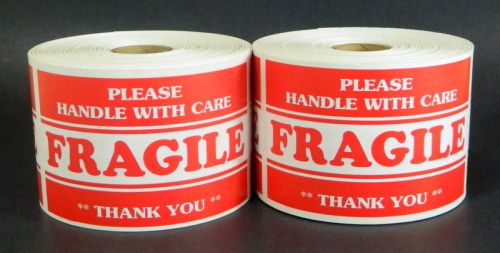 2 ROLL, 1000 LABELS, PLEASE HANDLE WITH CARE FRAGILE, SIZE 3X5 Inches L001B