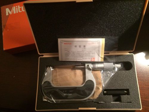 New!!! mitutoyo 102-323 micrometer , heat insulated frame, ratchet stop, 2-3&#034; for sale