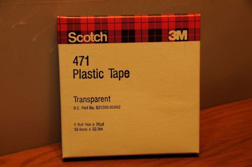 L@@K! NIB SCOTCH 3M PLASITC TAPE #471 Transparent 3/4 IN X 36 YD 021200-05802
