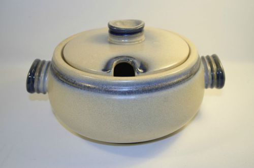Soup Tureen wilt Cover Beige and Blue Handmade Pottery