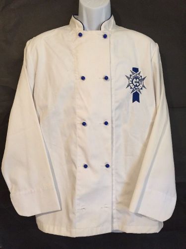 Le Cordon Bleu Blue Paris Chef Coat Size 44 White Blue Buttons Jacket Uniform