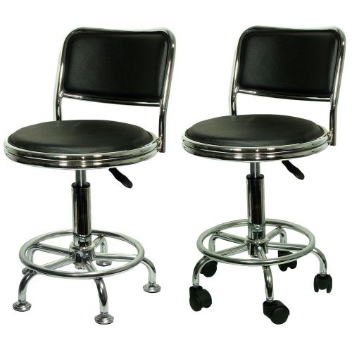 Height Adjustable Undersized Stool with Low Profile Backrest and Casters