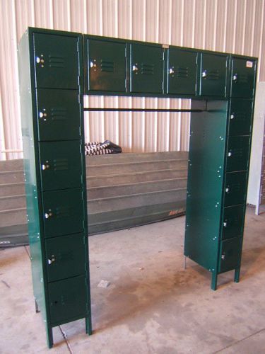Horizontal w/ garment bar + 2 Vertical Steel Locker - 16 compartment