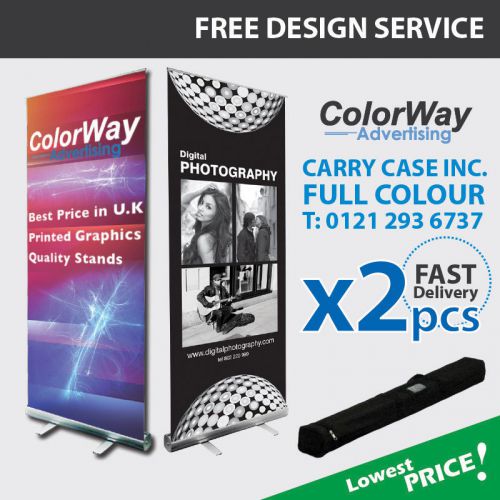 2 pcs of Printed Roller Banner - Pop Up/Roll Up/Pull up Exhibition Display Stand
